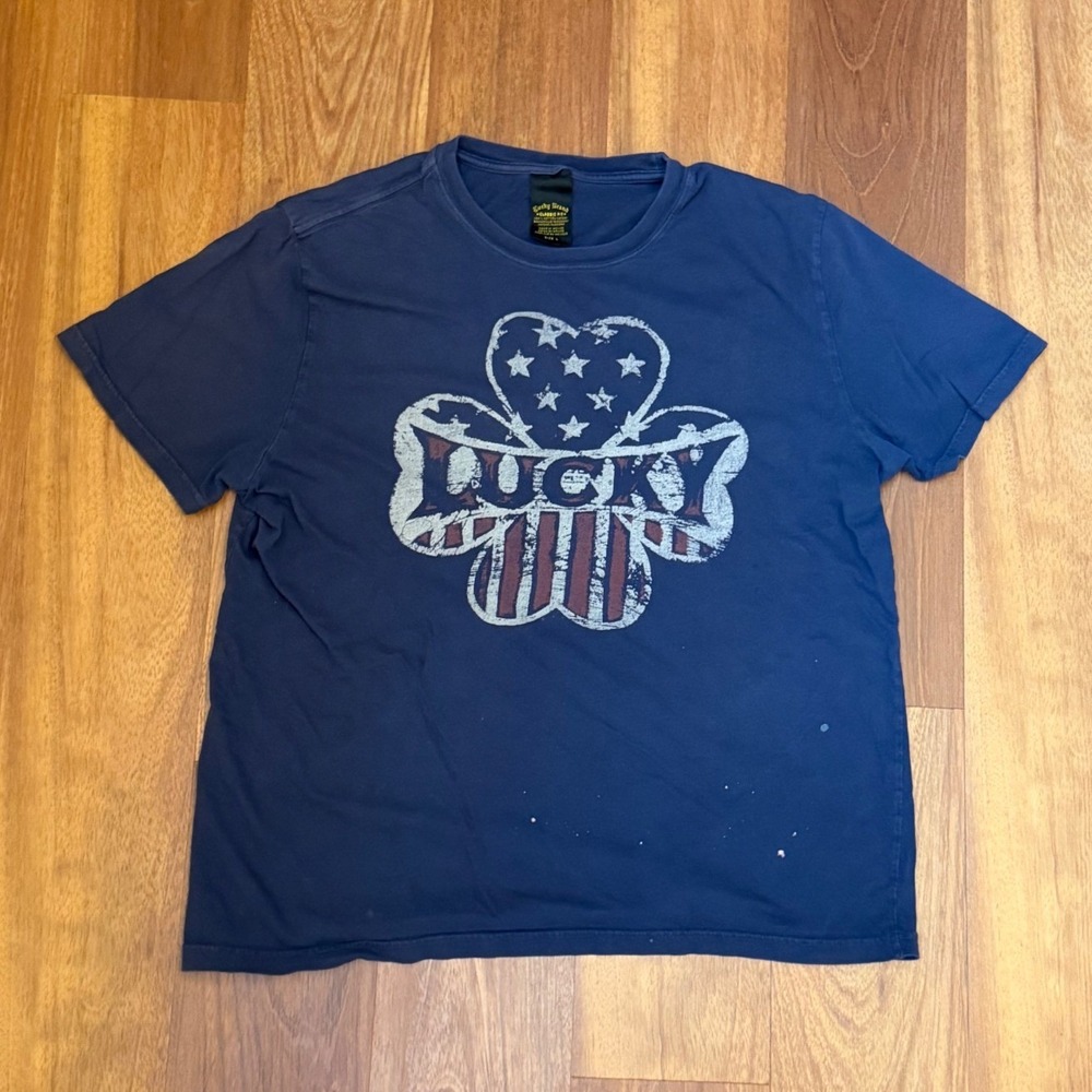 Lucky Brand Navy Clover Graphic T-Shirt Men's Size Large